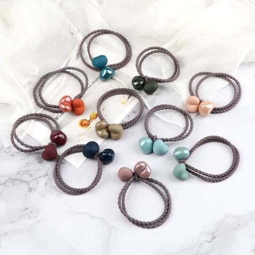 Korean High Elastic Women Hairband Scrub Heart Hair Ties for Women Girl Scrunchie Ponytail Holder Cute Hair Accessories Headband