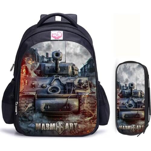 16 inch Game World Of Tanks Backpack Kids Boys Girls School Shoulder Bags Student Daily Travel Knapsack College Mochila