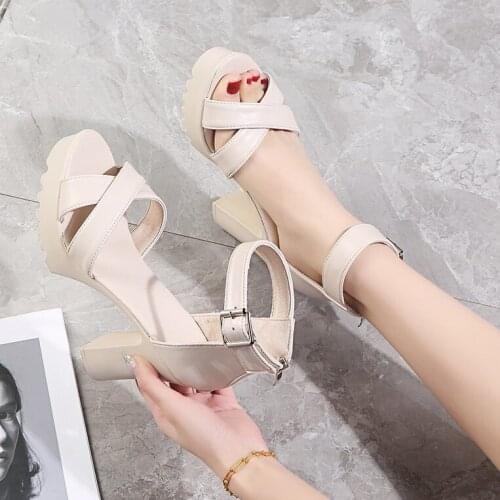Summer Women High Heels Waterproof Platform Open Toe Shoes Super High Heel 10cm Womens Banquet Sandals Ladies Buckle Sandals