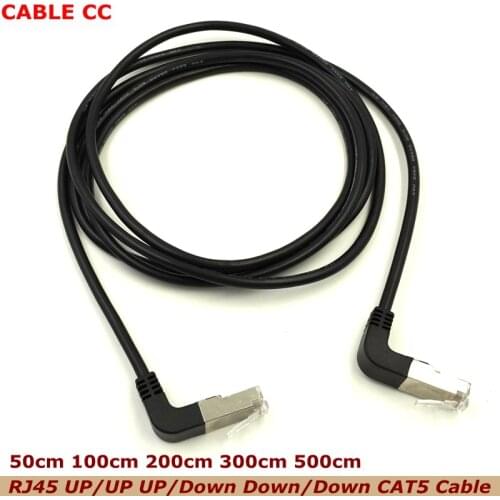 Double Elbow Down & Up Angled 90 Degree cat5e 8P8C FTP STP UTP Cat 5e Ethernet Network Cable RJ45 Lan Patch Cord 0.5m-5m