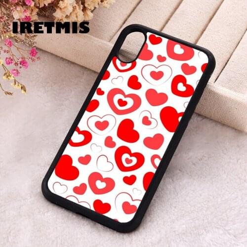 Iretmis 5 5S SE 2020 Phone Cover Case for iPhone 6 6S 7 8 Plus X Xs XR 11 12 Mini Pro Max Silicone Love Heart Pattern