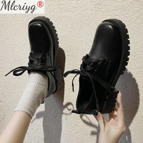 Shoes Japanese School Uniform Jk Student Shoes Girls Women Kawaii Lolita Soft Sister Round Toe Platform Patent Leather 6cm Heel