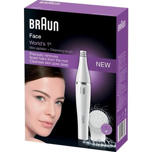 Braun face 810 face epilator hair removal and face cleaner, additional brush and battery, white 2021 modeling