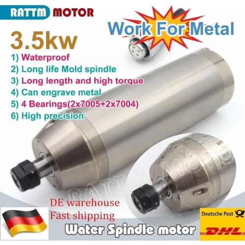 High Quality 3.5KW ER20 Waterproof Water Cooled Spindle for Metal Bullet Design 220V / 380V For CNC Lathe