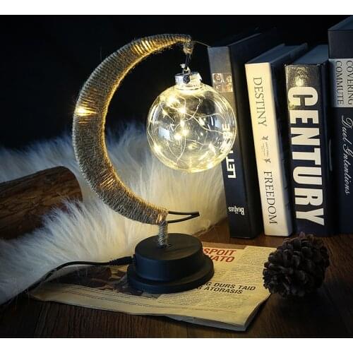 Enchanted Lunar Lamp Home Ornament Handmade LED Hemp Rope Iron Art Ball Light Bedroom Lantern Night Light Room Decoration
