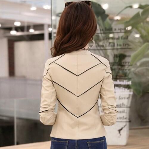 Jacket 2020 Women Red Korean Short Pu Leather Coat Spring Autumn Slim Abrigo Mujer Pph564