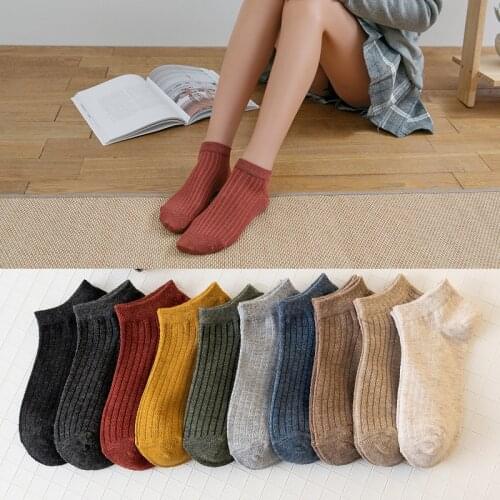 Womens Cotton Socks Solid Cute Sport Running Casual Athletic School Short Socks Japanese Cotton Ankle Cute Funny Socks for Girls