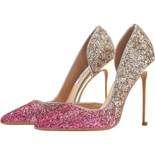 2021 New Women Pumps Bling Wedding Shoes Sexy High Heels Stiletto Gradient Women Heel Shoes Fashion Party Pumps Shoes