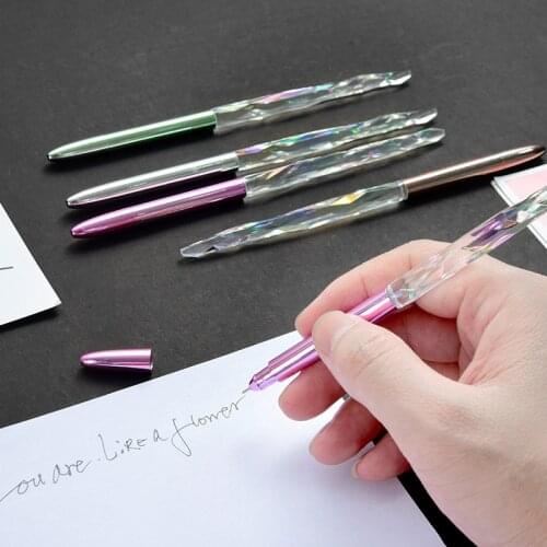 2pcs Diamond Pen Set Sweet Bling Bling Crystal 0.5mm Ballpoint Black Color Ink Pens for Writing Office School Girl Gift A6014