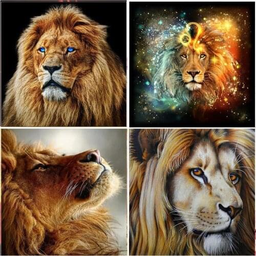 5D Diamond Painting Lion Picture Kits Resin Mosaic Full Square Drill Animal Embroidery Home Decoration Full Round Cross Stitch