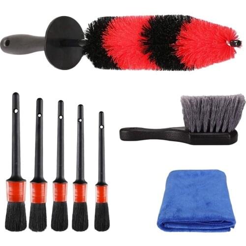 8Pcs Car Beauty Brush Set Tire Wheel Rim Cleaning Brush Automotive Interior Dashboard Air Outlet Clean Brush