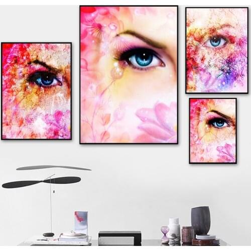 Abstract Beautiful Woman Face Graffiti Oil Painting on Canvas Posters and Prints Pop Wall Art for Living Room Decor Watercolor
