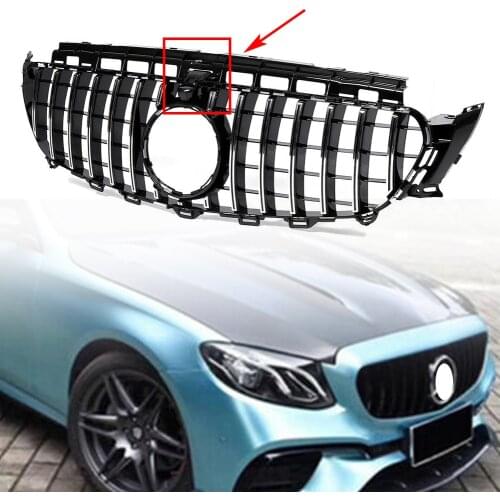 Car Front Grille Stylin Upper Mesh Grill For Mercedes-Benz W213 E-Class E250 E300 w/ Camera Saloon 2016 2017 2018 2019