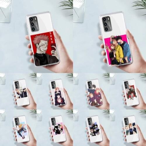 Anime Jujutsu Kaisen Phone Case Transparent For Huawei MATE P 40 30 20 10 pro plus lite X 5G Soft TPU Clear Mobile bags