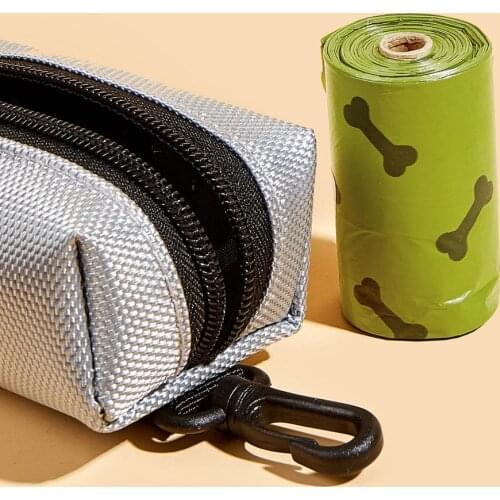Dog Poop Bag Holder Attaches to Dog Leash，Harness or Belt,Portable Pet Zippered Waste Bag Dispenser Leather Material