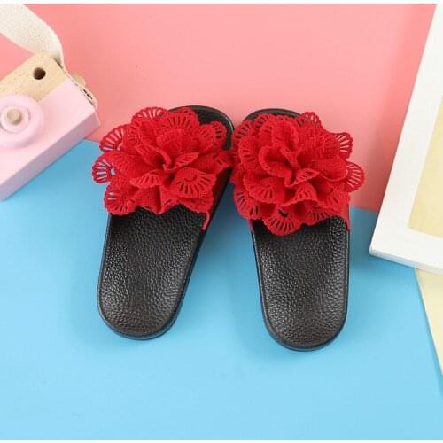 Kids girls slippers summer shoes children sandals with flowers soft home slippers fahsion baby girls beach slippers non-slip