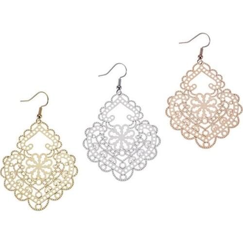 Elegant Gold Filigree Teardrop Earrings for Women 2021 New Simple Boutique Jewelry High Quality Gifts for Her
