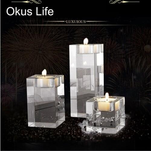 K9 Crystal Religious Candle Holders Tealight Candlestick Wedding Home Decorations Table Centerpieces Bonus Coffee Shop Decor