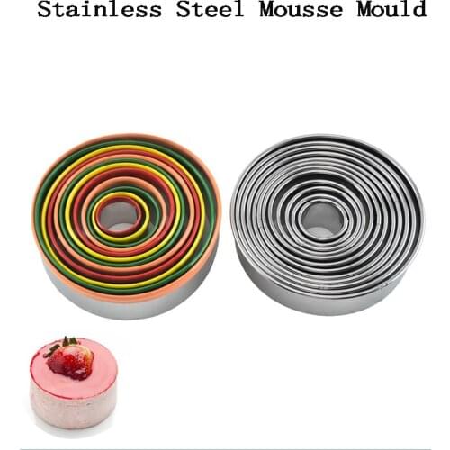 12 pcs/lot Stainless Steel Round Cookie Moulds Practical Biscuit Cutters DIY Mousse Cake Dessert Pastry Decorating Backing Tools