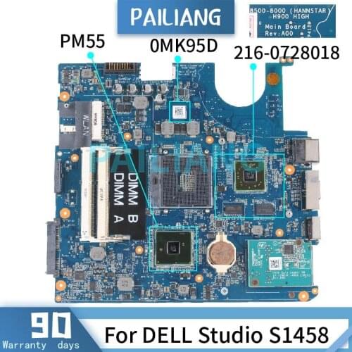 PAILIANG Laptop motherboard For DELL Studio S1458 Mainboard 0MK95D 216-0728018 DDR3 tesed