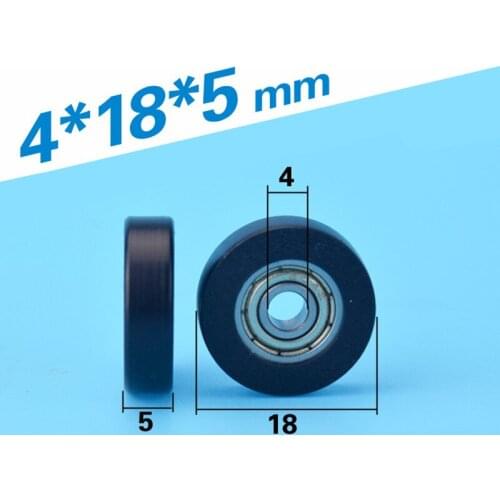 [F0418-5]Free shipping minisize 604zz micro ball bearing nylon black roller 4mm*18mm*5mm plastic pulley bike bearing roller