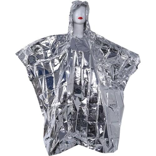 Multi-functional Foil Poncho Raincoat Waterproof Outdoor Survive Rescue Blanket