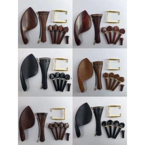 A Set of High Quality Ebony 4/4 Violin Parts Fitting Chin Rest Clamp and Tailpiece Rosewood Violin Accesories