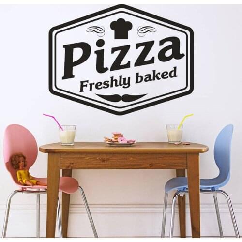 Pizza Logo Window Sticker Italy Food Pizzeria Pattern Wall Sticker Kitchen Restaurant Decoration Pizza Vinyl Wall Poster AZ227