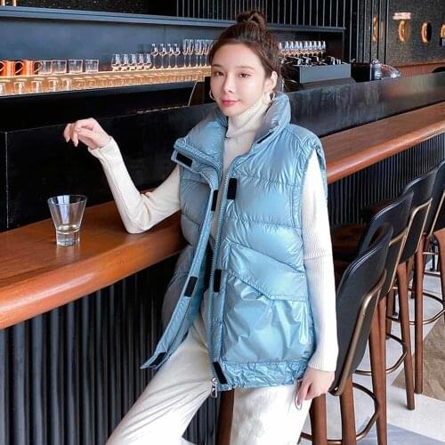 New 2021 Fashion Vest Women Thicken Cotton Padded Women Winter Vest Sleeveless Jacket Women Waistcoat Plus size