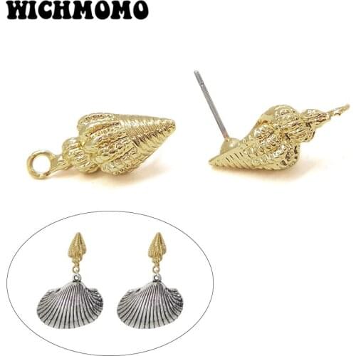 New 20*9mm 6pieces/bag High Quality Zinc Alloy Conch Shell Earring Base Connectors Linkers for DIY Earring Jewelry Accessories