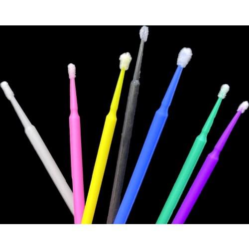 100PCS Disposable Colorful Cotton Swabs MicroBrush Eyelashes Extension Cleaning Swab Cosmetic Tool Lashes Extensions Cotton Swab