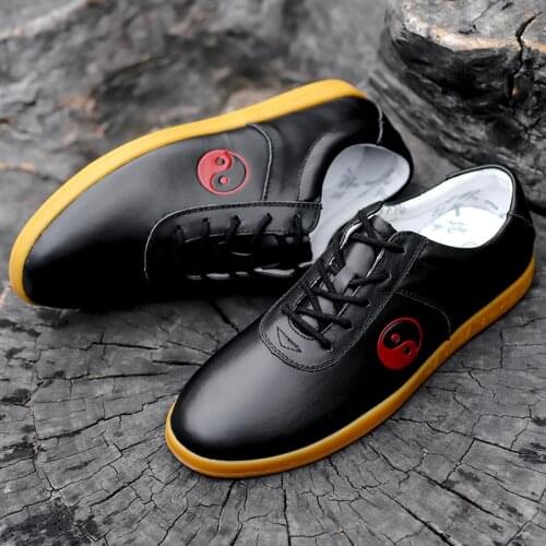 Durable Cowhide Tai Chi Shoes Soft Genuine Leather Kung Fu Wushu Shoes Martial Arts Sneaker Sports Training Footwear