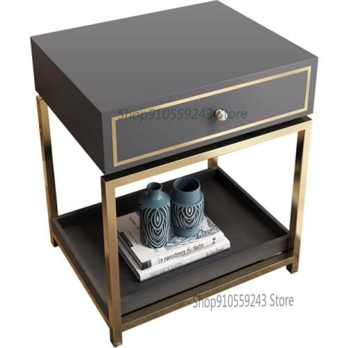 Light Luxury Stainless Steel Corner Table Living Room Sofa Side Cabinet Bedroom Bedside Table Simple Post Modern Side Table Net