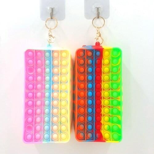 Silicone Pencil Case Push Bubble Stationery Bag Fidget Toy for Children Adult Stress Relief Squeeze Board Antistress Toy Gifts