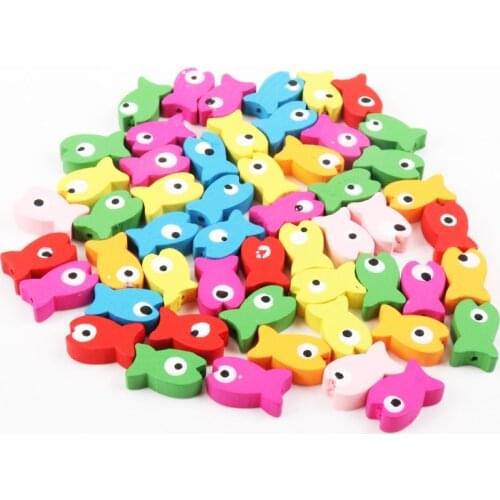 Mixed Lovely Fish Wooden Spacer Beads For Jewelry making 20x11mm 30pcs