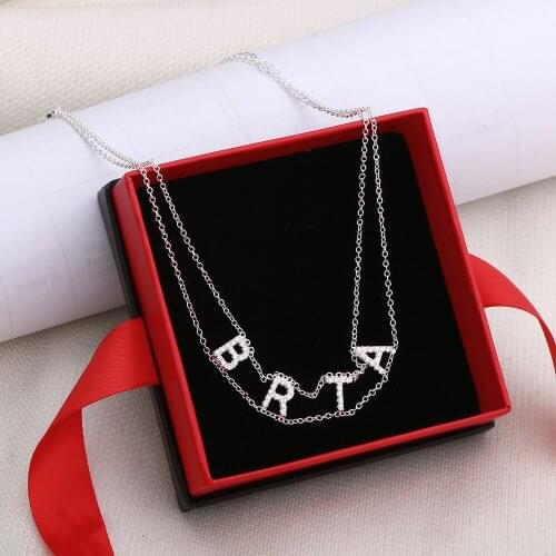 Name Letter Necklace 9MM Crystal Name Necklace Personalize Choker Custom Necklace Women Pendant Heart Necklace Joy Gifts