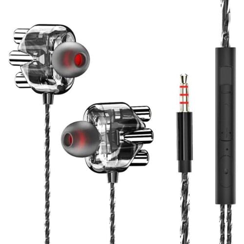 Soleeanre Wired Headphones Transparent In-ear Wired Headset Stereo Dual Wire Tuning Smart Phone Suitable For Xiaomi