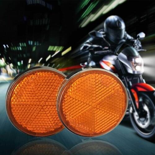 Round Orange Side Leg Fork Reflective Reflective Warning Stickers Safety Plate Sign Universal Motorcycle ATV Dirt Bike #0102