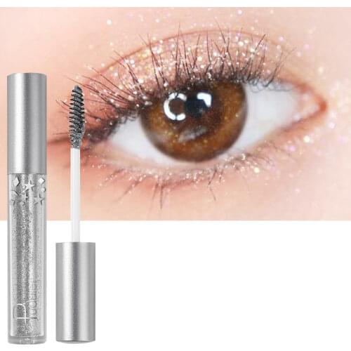 Pudaier Glitter Mascara Charm Eyes Makeup 4d Silk Fiber Mascara Waterproof Long Eyelash Black Thick Eyelash Mascara Cosmetics