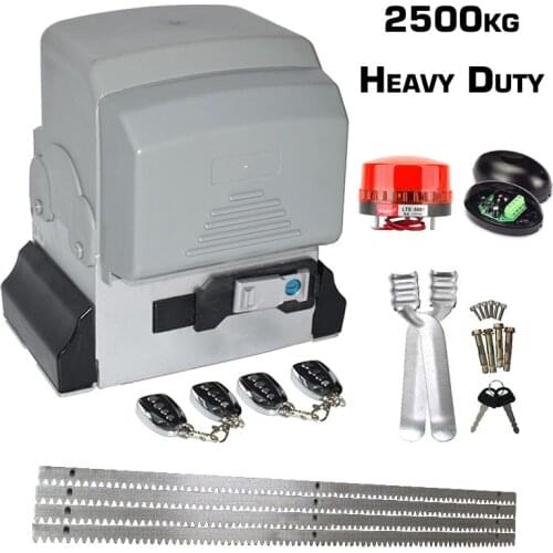 Heavy Duty 2500kg Automatic Sliding Gate Motor Drive Electric Remote Control Sliding Door Opener with Steel Rack 6/7/8M Optional