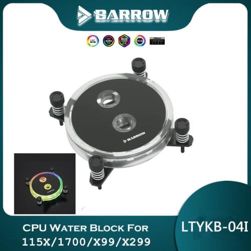 Barrow CPU Water Block Use For Intel LGA 1150 1151 1155 1156 5V 3Pin M/B AURA, Acrylic + Copper CPU Cooler, LTYKB-04N-V2