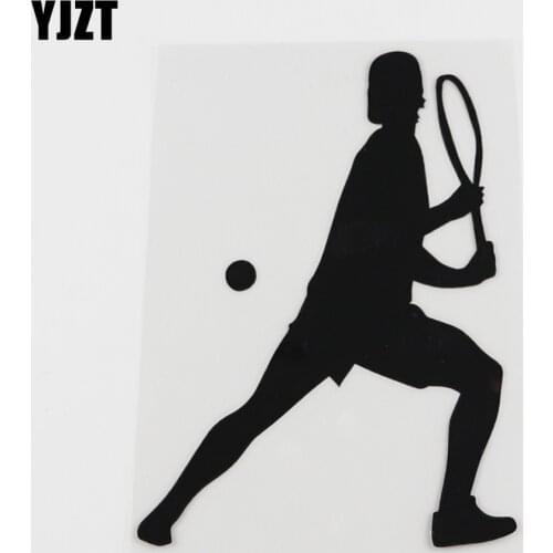 YJZT 10CMX13.5CM Tennis shooting tennis player Decal Vinyl Car Sticker Black/Silver 8A-0205