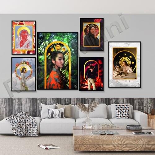 Female Art Print Canvas Painting Prints Retro Portrait Wall Art Picture One-piece Canvas Poster Home Decor