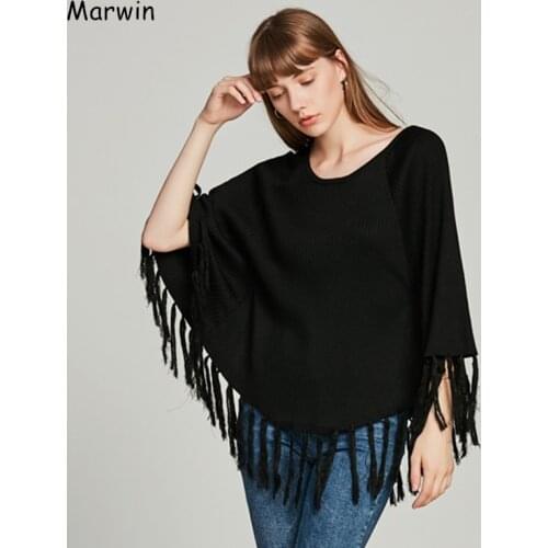 Marwin 2019 New coming Casual O-Neck Pullovers Sweaters Batwing Sleeve Tassel Solid Sweaters Autumn Winter Wool Fashion Sweater