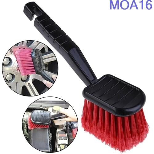 1pc Car Wheel Brush Tire Cleaner with Red Bristle + Black Handle Washing Tools for Auto Detailing Motorcycle Cleaning