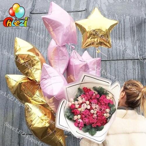 10pcs/lot 18inch Pink Gold Star Balloon Inflatable Helium Balloon Wedding Birthday anniversary Party Decoration Globos Toy Gifts