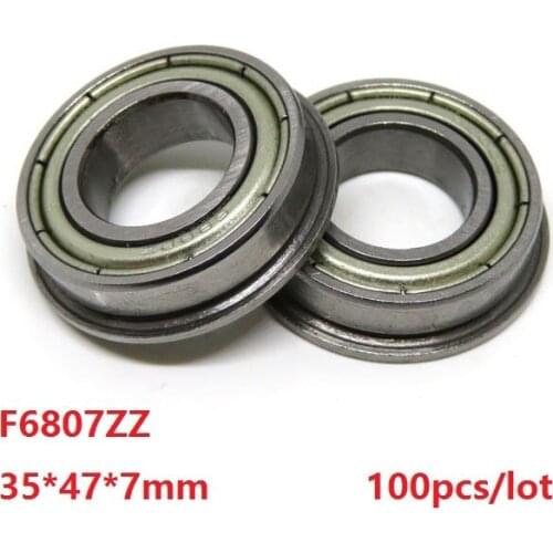 100pcs/lot F6807ZZ F6807 ZZ Double metal cover 35*47*7mm Flange Ball Bearing Thin Wall Deep Groove Ball bearing 35×47×7mm
