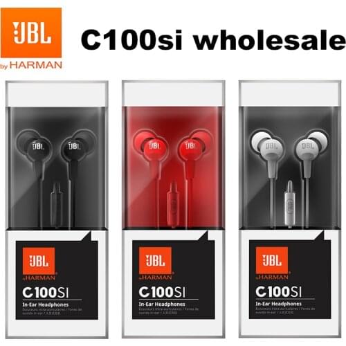 20 PCS JBL C100Si Original 3.5mm Wired Stereo Earphones Deep Bass Music Sport Headset Sports Earphone Hands-free Call with Mic