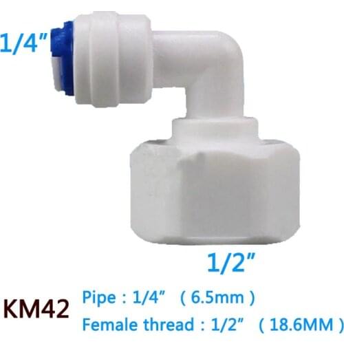 5PCS 1/2" Internal thread to 1/4" Elbow type L RO Water Fitting Tune Quick Connect Reverse Osmosis White elbow connection