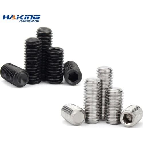 50pc M2 M2.5 M3 M3.5 M4 M5 M6 DIN916 304 stainless Black grade 12.9 steel Hex Hexagon Socket Allen Cup Point Grub Screw Set Bolt